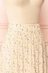 Dorys Yellow | Floral Midi Skirt With elastic Waist side close-up