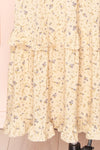 Dorys Yellow | Floral Midi Skirt With elastic Waist bottom