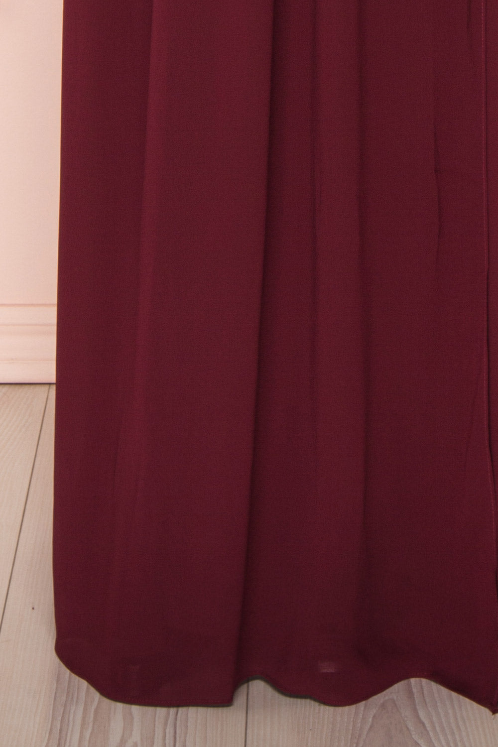 Dottie Burgundy Lace & Chiffon A-Line Gown | Boutique 1861 bottom close-p