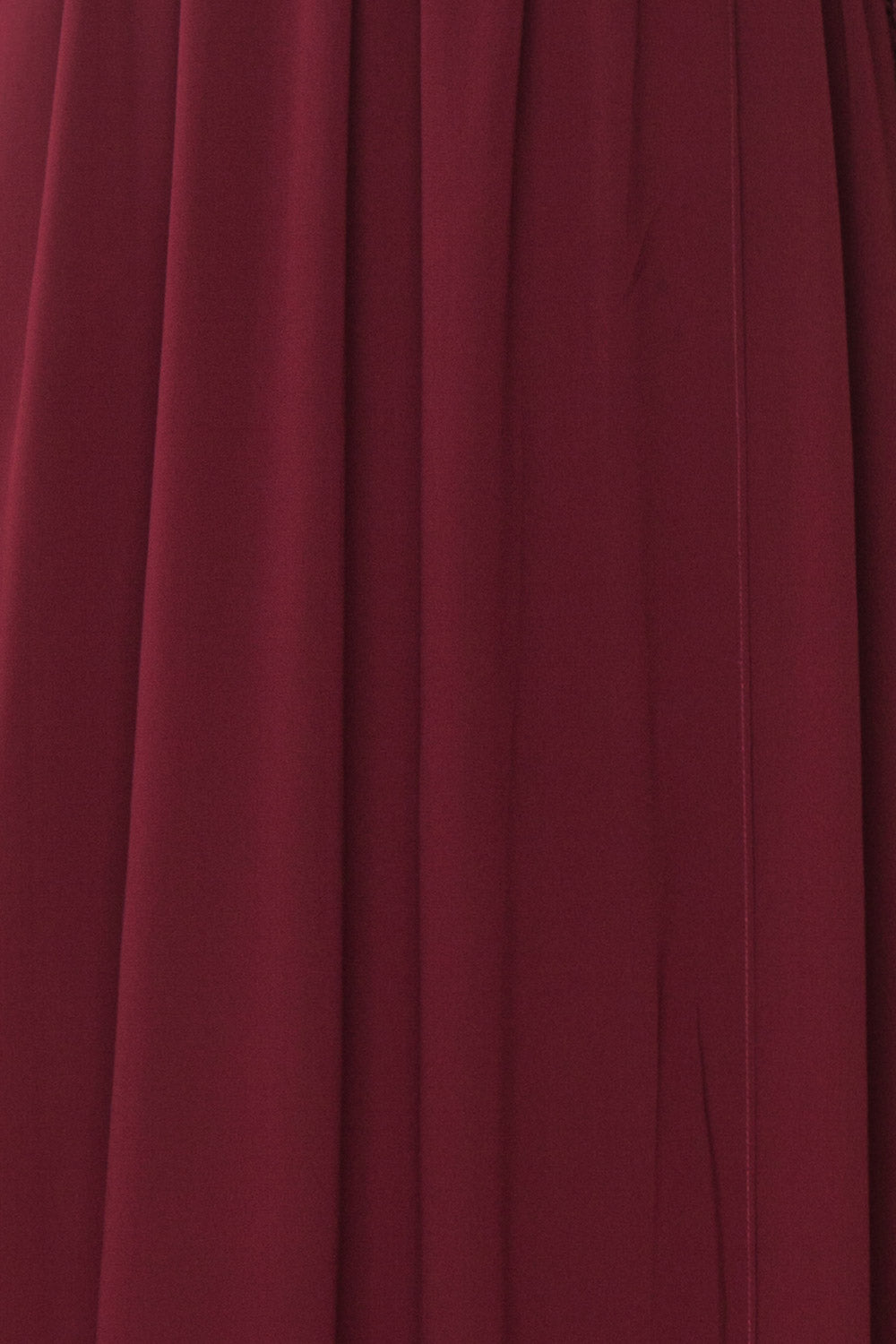 Dottie Burgundy Lace & Chiffon A-Line Gown | Boutique 1861 fabric detail 