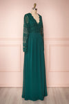 Dottie Emerald Green Lace & Chiffon A-Line Gown | Boutique 1861 side view