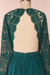 Dottie Emerald Green Lace & Chiffon A-Line Gown | Boutique 1861 back close-up