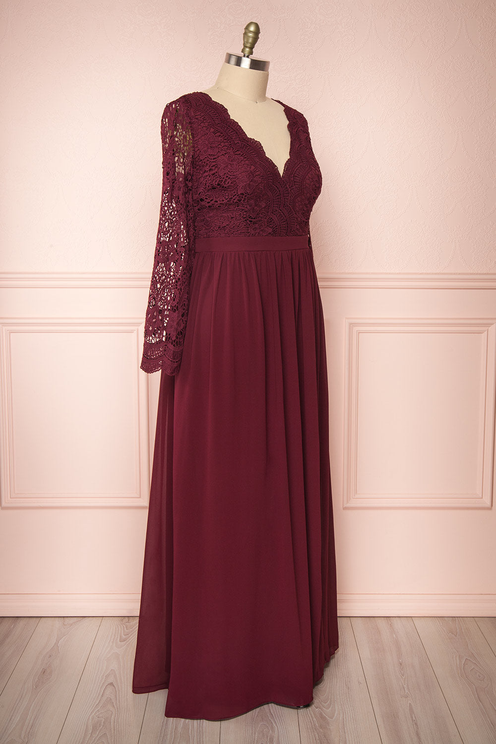 Plus size lace burgundy dress best sale