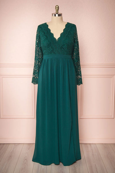 Dottina Emerald Green Plus Size Gown | Boutique 1861 front