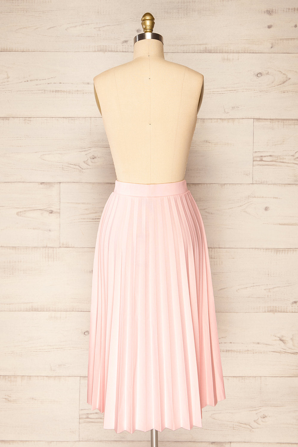 Doved Pink Pleated Midi Skirt w/ Elastic Waist | La petite garçonne back view 