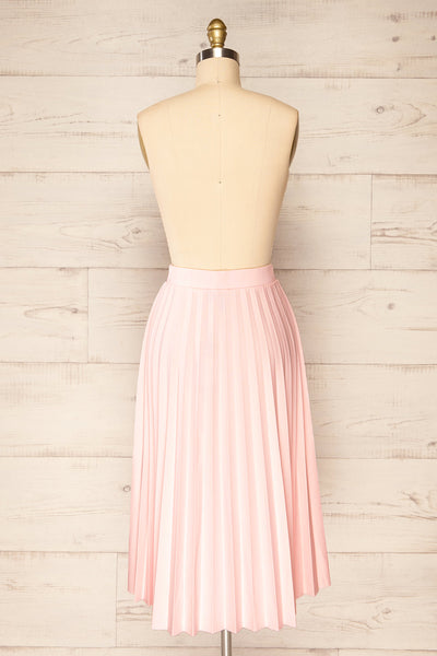 Doved Pink Pleated Midi Skirt w/ Elastic Waist | La petite garçonne back view