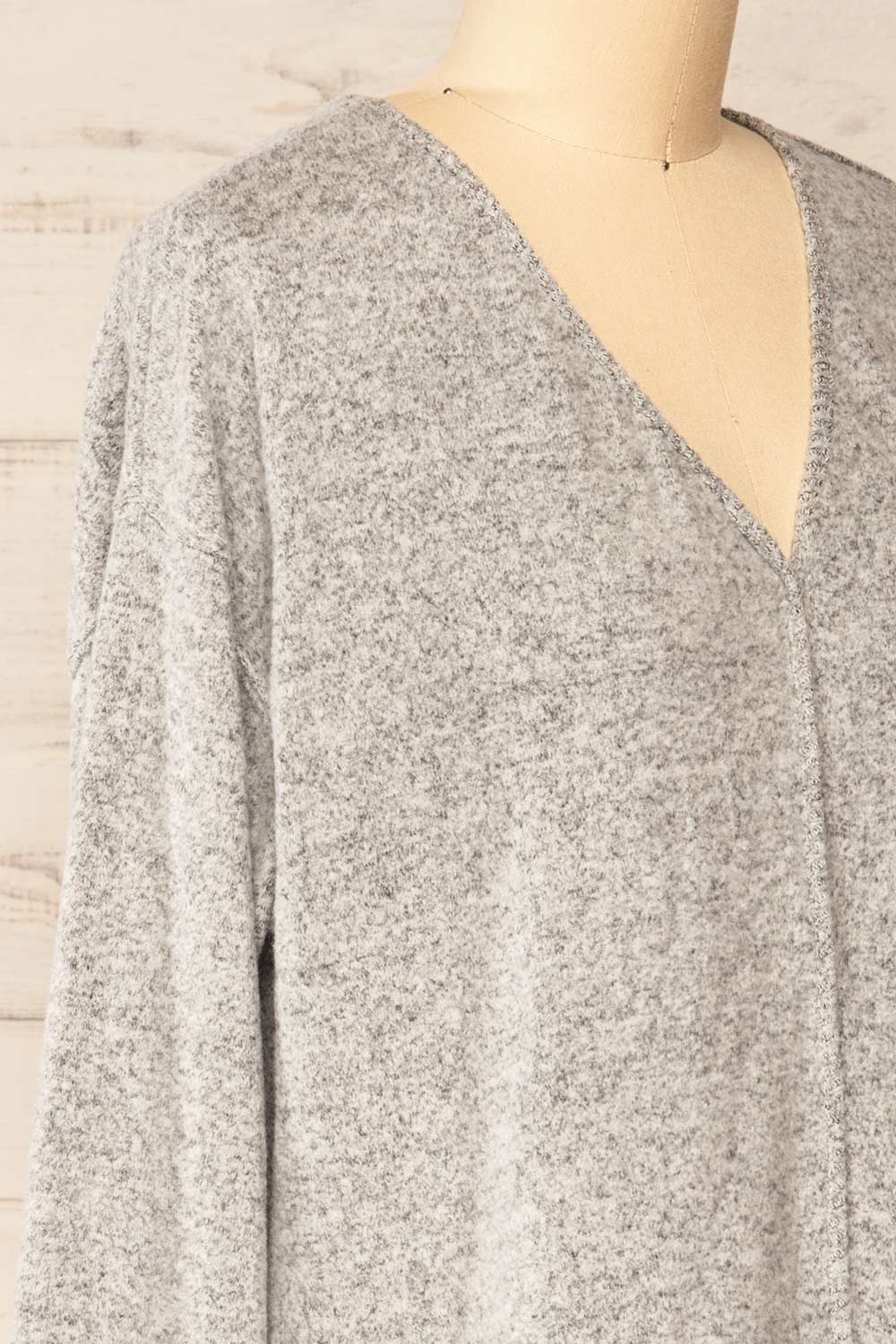 Dovedale Long Sleeve V-Neck Top | La petite garçonne side close-up