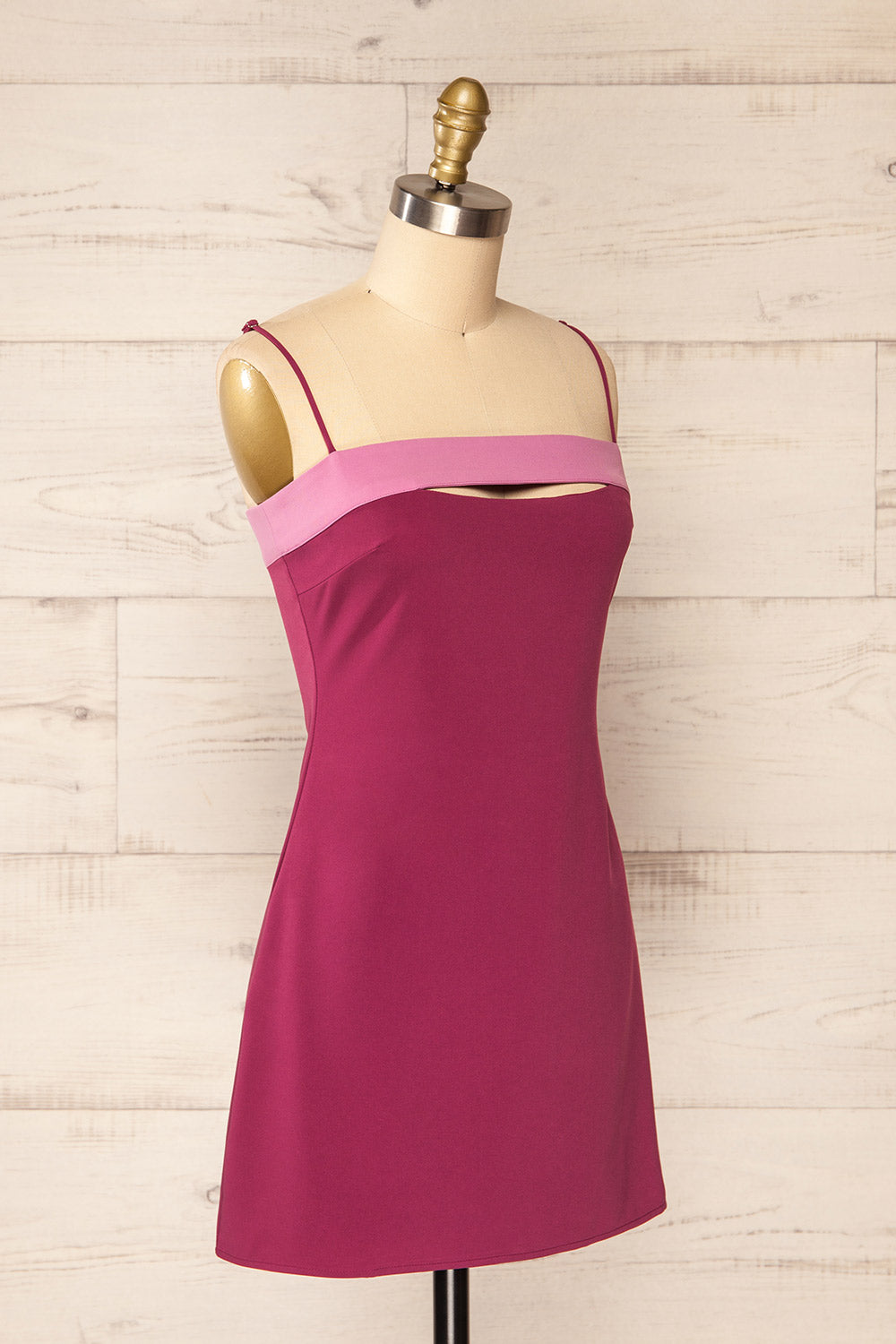 Draga Short Magenta 70's Style Dress | La petite garçonne side view