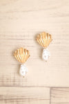 Drakona Gold Shell & Pearl Pendant Earrings | La Petite Garçonne