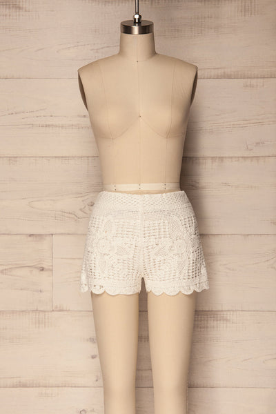 Dravuni White Crocheted Lace Shorts | La Petite Garçonne