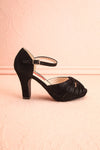Dryope Black Retro Peep-Toe Heels | Talons | Boutique 1861 side view