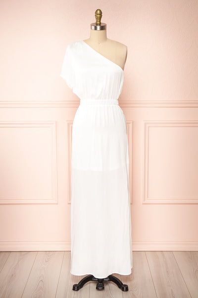 Dulcie White Maxi Dress w/ Side Cut-Outs | Boutique 1861 front view