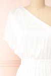 Dulcie White Maxi Dress w/ Side Cut-Outs | Boutique 1861 front close-up
