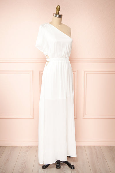 Dulcie White Maxi Dress w/ Side Cut-Outs | Boutique 1861 side view