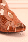 Dulcina Brown High Heel Sandals | Sandales | Boutique 1861 front close-up