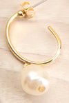 Dulka Or Golden & Pearl Hoop Pendant Earrings close-up | La Petite Garçonne