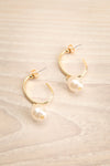 Dulka Or Golden & Pearl Hoop Pendant Earrings | La Petite Garçonne