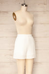 Dunedin White High-Waisted Textured Shorts | La petite garçonne side view