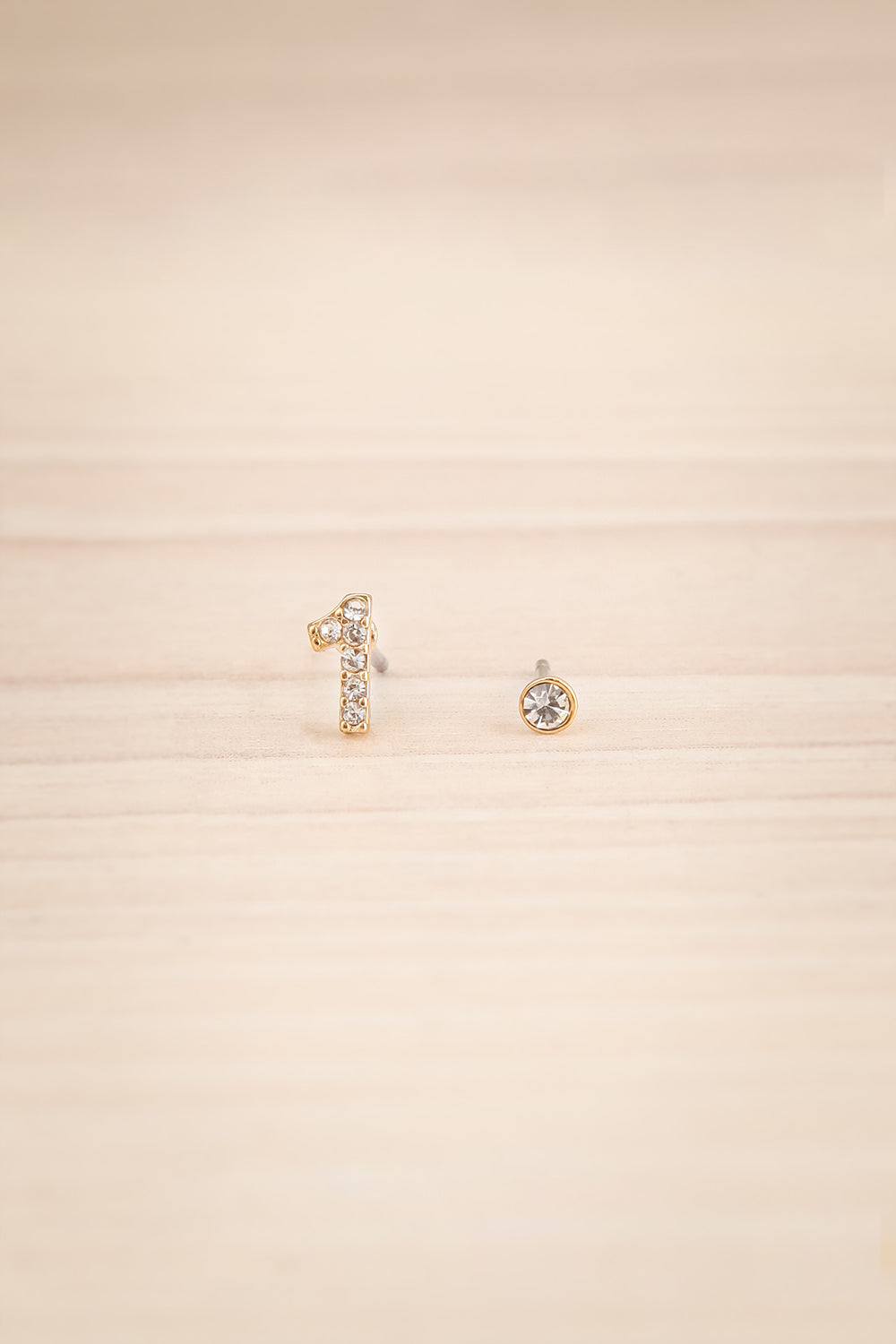 Duo Eiane 1 Asymmetrical Gold Crystal Studs | La Petite Garçonne
