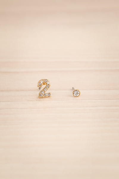 Duo Eiane 2 Asymmetrical Gold Crystal Studs | La Petite Garçonne