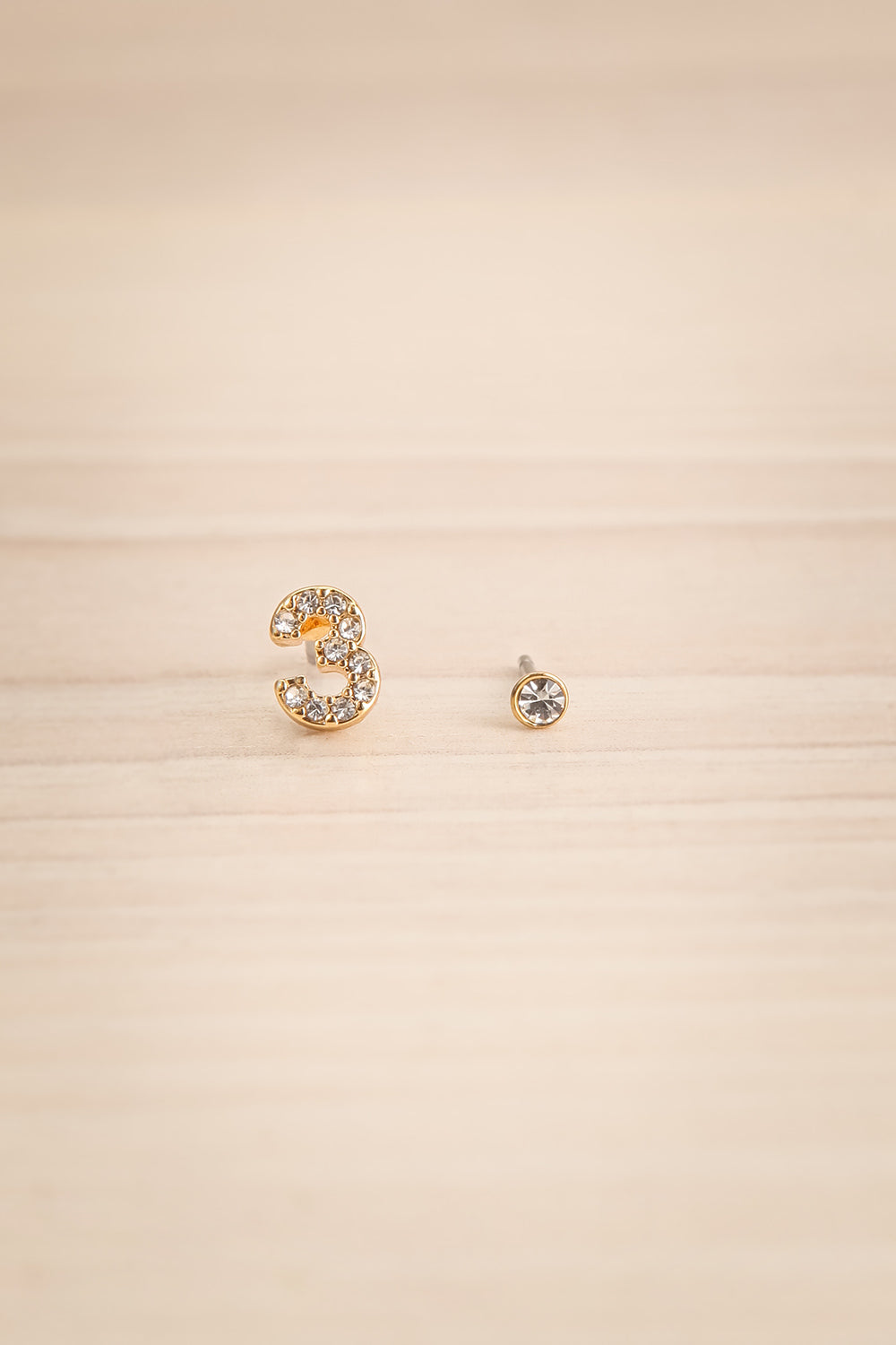 Duo Eiane 3 Asymmetrical Gold Crystal Studs | La Petite Garçonne