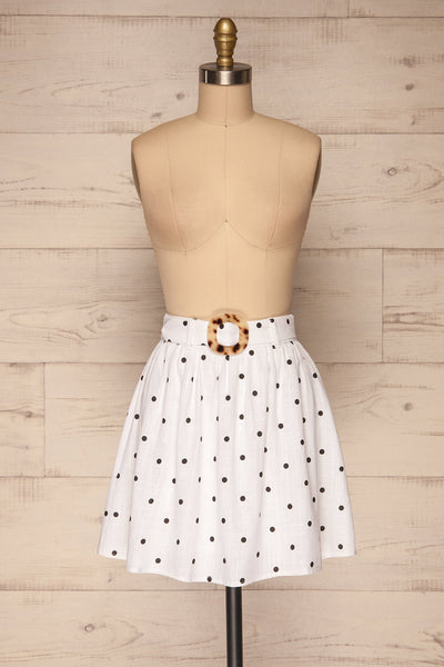 Duravel White Polka Dot Short Skirt front view | La petite garçonne