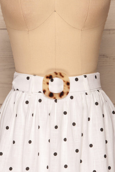 Duravel White Polka Dot Short Skirt front close up | La petite garçonne