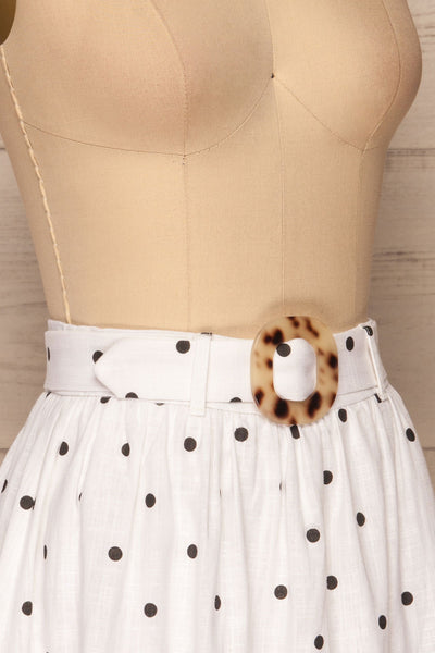 Duravel White Polka Dot Short Skirt side close up | La petite garçonne