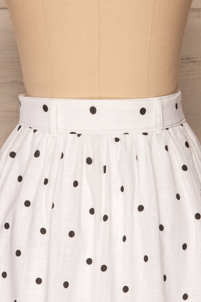 Duravel White Polka Dot Short Skirt back close up | La petite garçonne