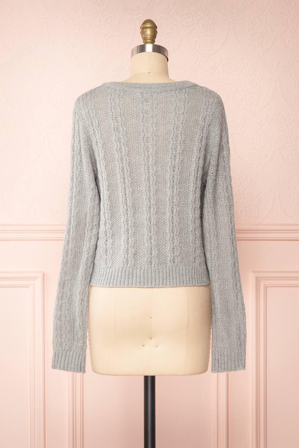 Dwana Grey Boat Neckline Knit Cardigan | Boutique 1861 back view 