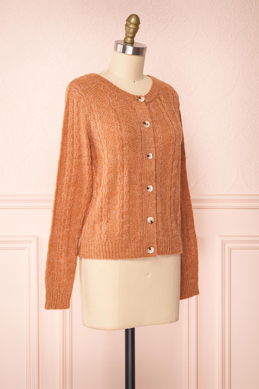 Dwana Rust Boat Neckline Knit Cardigan | Boutique 1861 side view 