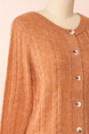 Dwana Rust Boat Neckline Knit Cardigan | Boutique 1861 side close-up