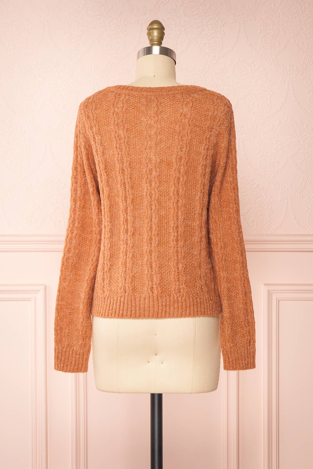 Dwana Rust Boat Neckline Knit Cardigan | Boutique 1861 back view 