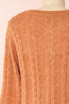 Dwana Rust Boat Neckline Knit Cardigan | Boutique 1861 back close-up