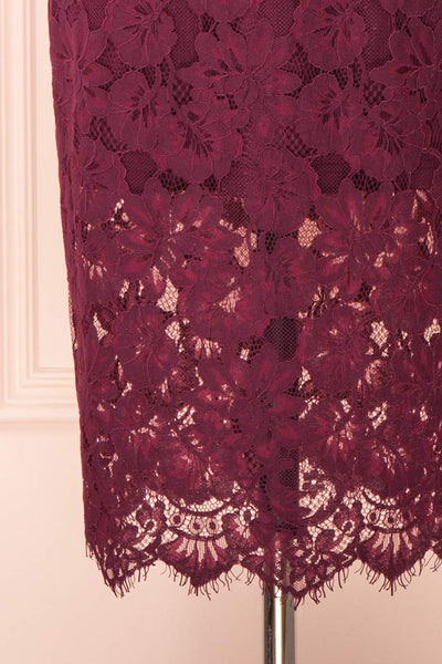 Dysis Burgundy Floral Lace Midi Dress | La petite garçonne bottom