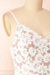 Dysis Ivory Floral Lace Midi Dress | La petite garçonne side close-up