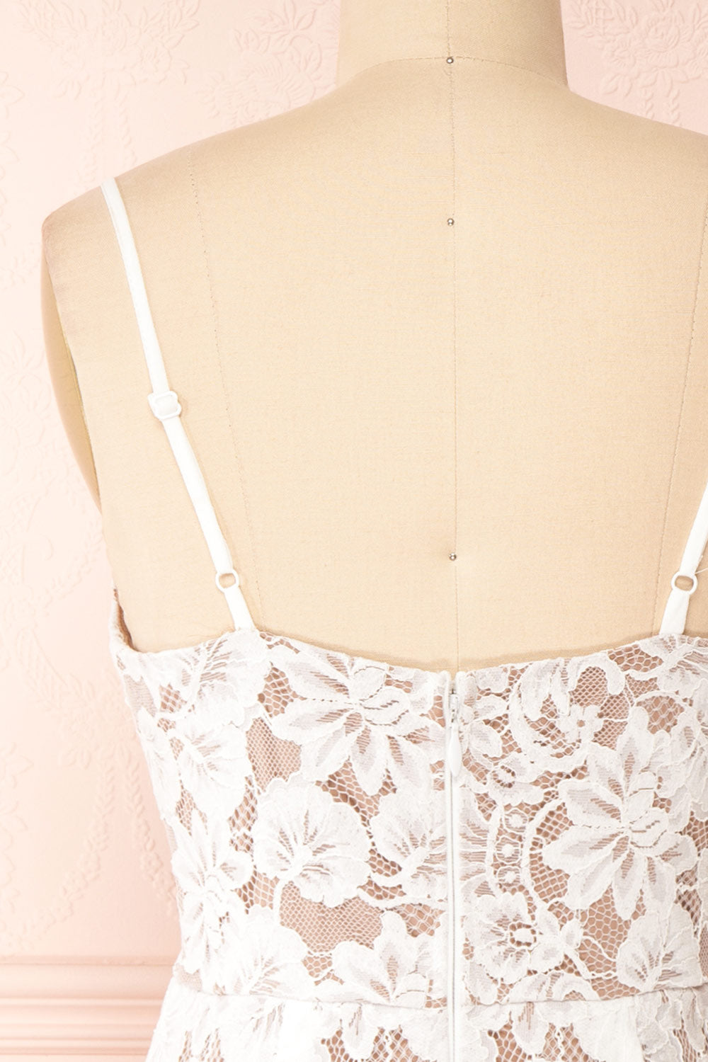 Dysis Ivory Floral Lace Midi Dress | La petite garçonne back close-up