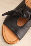 Ebelmen Black Slip-On Sandals w/ Bow | La petite garçonne flat close-up