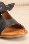 Ebelmen Black Slip-On Sandals w/ Bow | La petite garçonne front close-up
