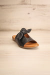 Ebelmen Black Slip-On Sandals w/ Bow | La petite garçonne front view