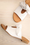 Ebelmen White Slip-On Sandals w/ Bow | La petite garçonne flat view