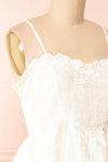 Ebony White A-Line Embroidered Bridal Midi Dress | Boudoir 1861 side close-up