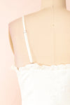 Ebony White A-Line Embroidered Bridal Midi Dress | Boudoir 1861 back close-up