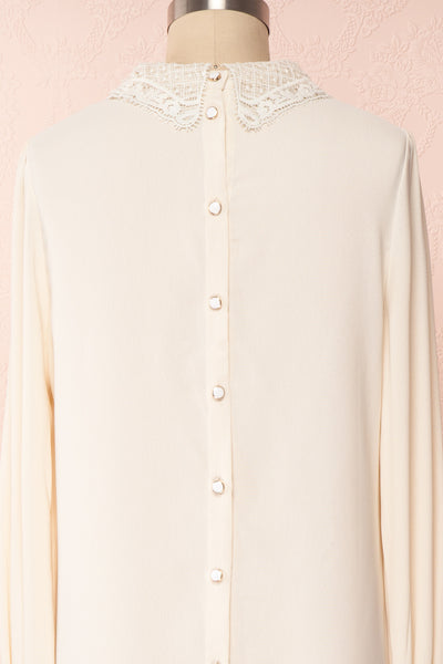 Edel Beige Blouse with Lace Collar | Boutique 1861 back close-up