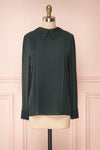 Edel Vert Green Blouse with Lace Collar | Boutique 1861 front view