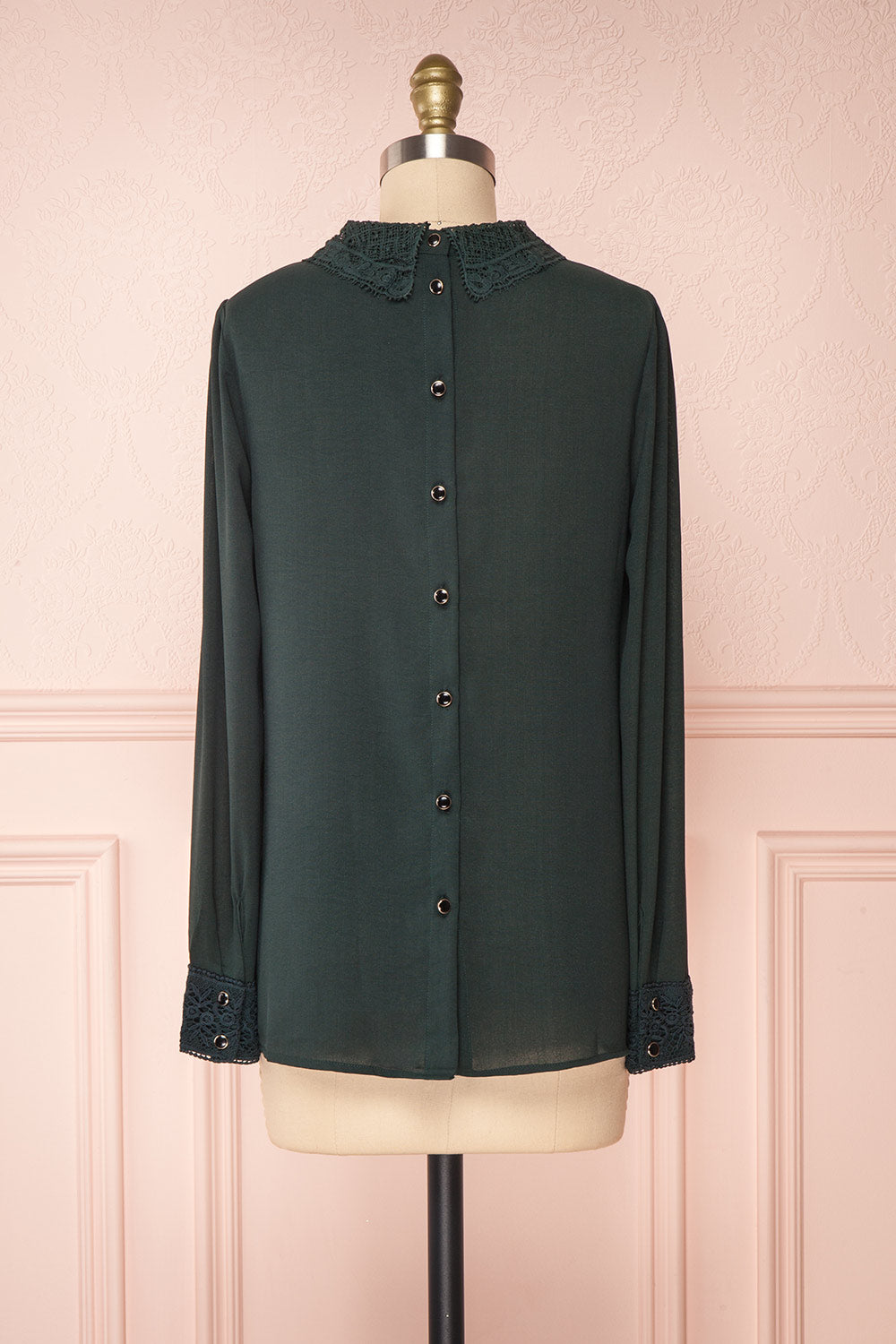 Edel Vert Green Blouse with Lace Collar | Boutique 1861 back view 