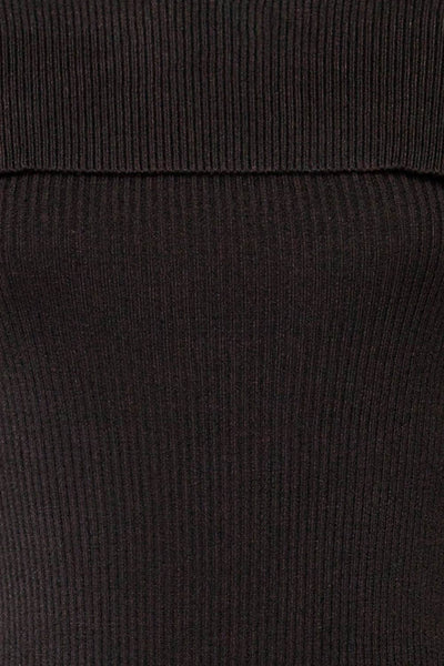 Eden Ribbed Black Off Shoulder Dress | La petite garçonne fabric