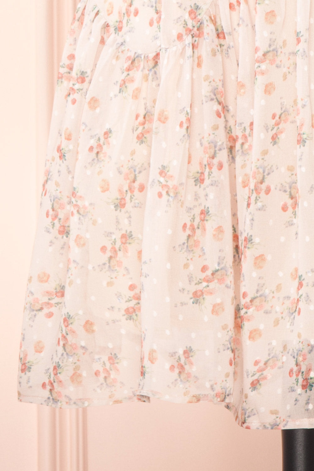 Edesia Short Pink Floral Dress w/ Thin Straps | Boutique 1861 bottom 