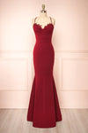 Edyth Burgundy Mermaid Maxi Dress | Boutique 1861 front view