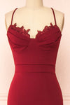 Edyth Burgundy Mermaid Maxi Dress | Boutique 1861 front close-up